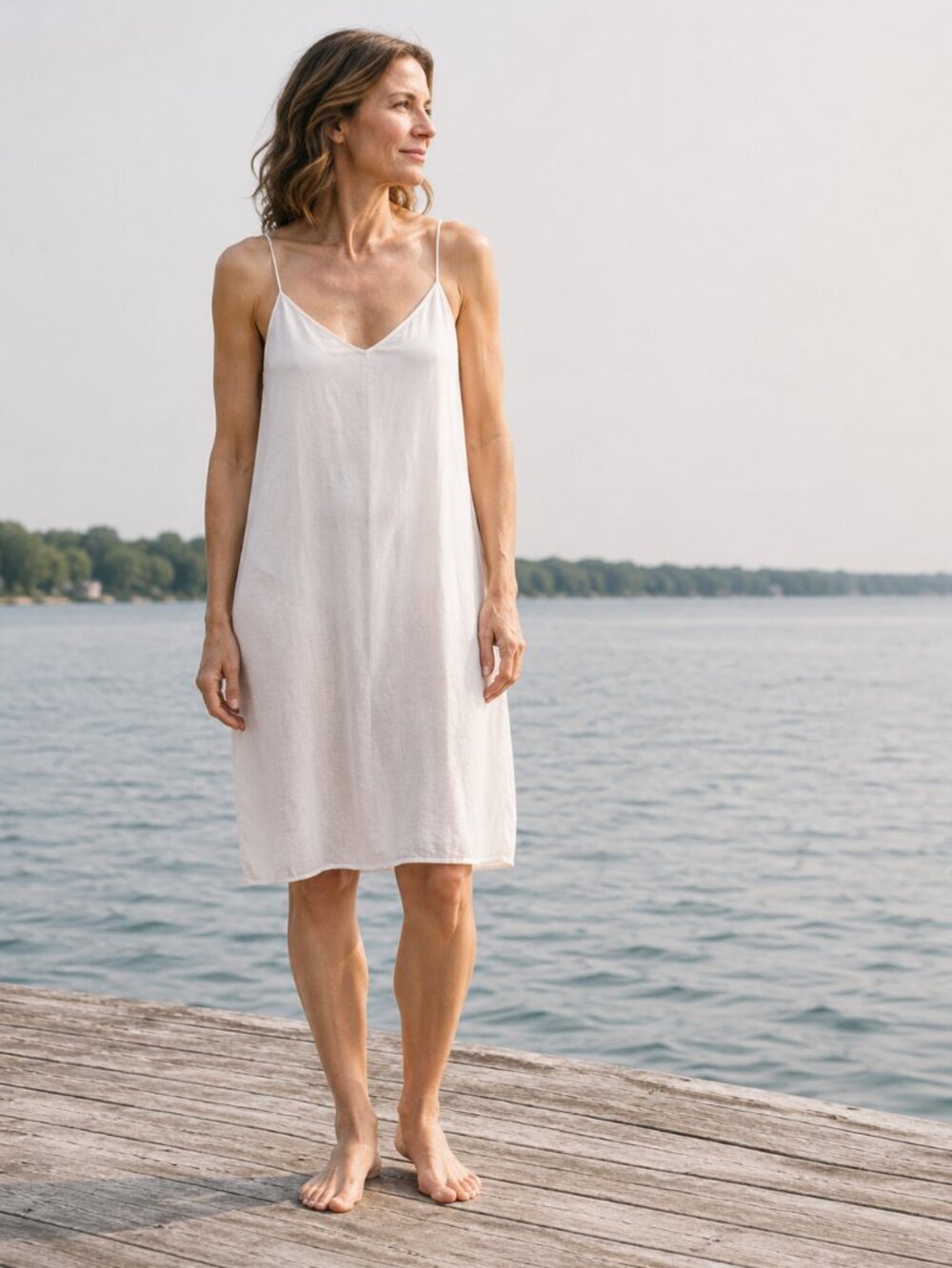Velvet Graham & Spencer Elvie Cotton Voile Slip Dress Ivory XS Coastal Minimal